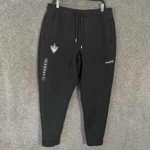 Legends Pants Mens XL Black Knit Joggers Sweatpants Zip Pockets Logo Athletic